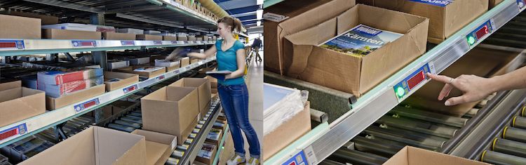 Pick-by-light in warehouse operation with warehouse management software